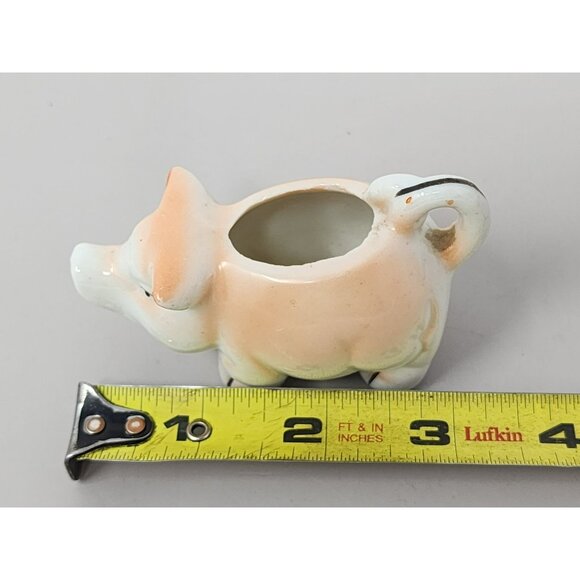 Vintage Small Ceramic Pig Creamer Pitcher With Pig Tail Handle - Picture 9 of 11